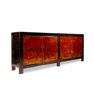 Mueble madera lacado rojo y negro