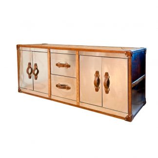 Mueble Acero, detalle en cuero