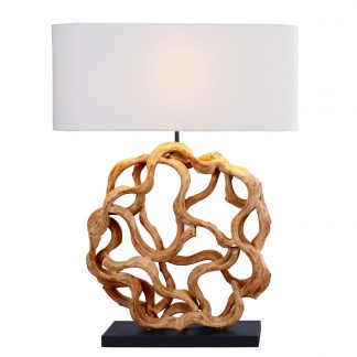 Lámpara Mesa Madera Coral Circular