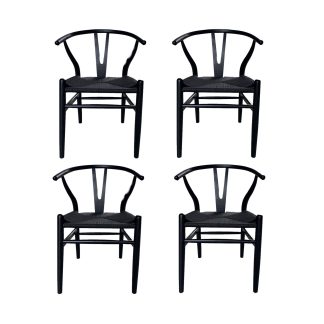 Pack Silla Wishbone negra asiento negro